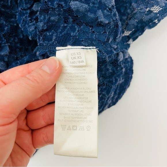 Free People Sweet Whisper Samantha Blue Lace Oversized Cowl Neck Draped Top - Picture 5 of 7